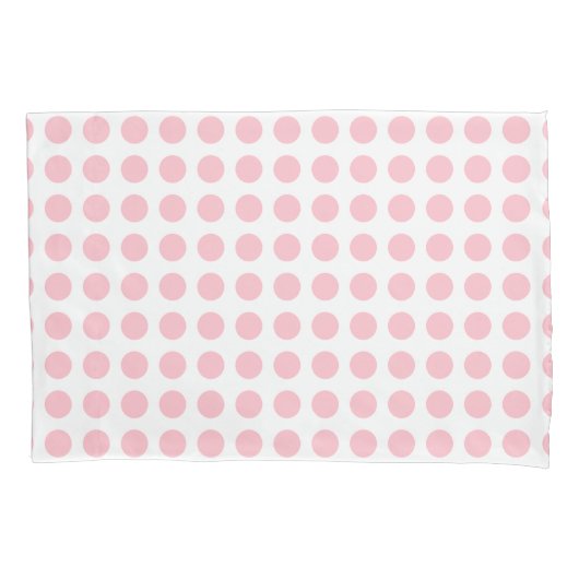 Roze op Witte Grote Grootte Horizontale Polka Dots Kussensloop (Voorkant)