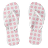 Roze op Witte Grote Grootte Horizontale Polka Dots Teenslippers (Voetbed)