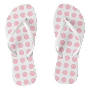 Roze op Witte Grote Grootte Horizontale Polka Dots Teenslippers