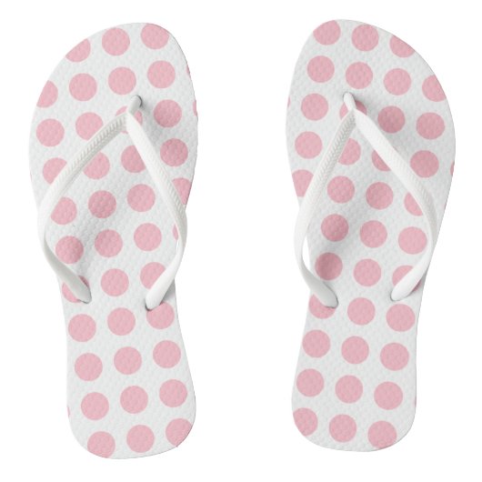 Roze op Witte Grote Grootte Horizontale Polka Dots Teenslippers (Voetbed)