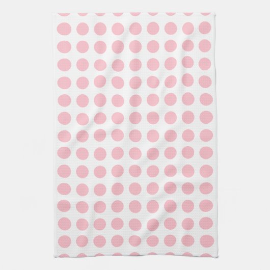 Roze op Witte Grote Grootte Horizontale Polka Dots Theedoek (Verticaal)