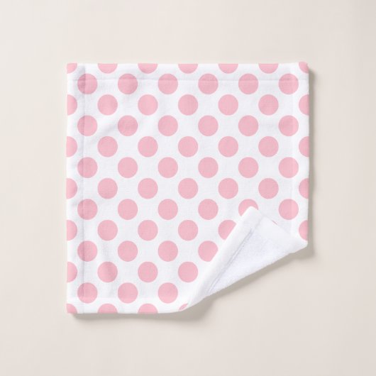 Roze op Witte Grote Grootte Polka Dots Badhanddoek Bad Handdoek (Wasdoekje)