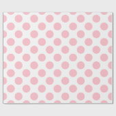 Roze op Witte Grote Grootte Polka Dots Cadeaupapier (Vlak)