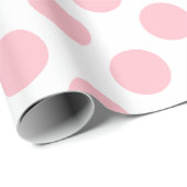 Roze op Witte Grote Grootte Polka Dots Cadeaupapier (Rol Hoek)