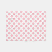 Roze op Witte Grote Grootte Polka Dots Fleece Deken (Voorkant (Horizontaal))