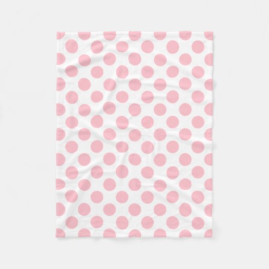 Roze op Witte Grote Grootte Polka Dots Fleece Deken (Voorkant)