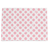 Roze op Witte Grote Grootte Polka Dots Groot Cadeauzakje (Voorkant)