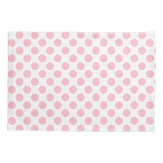 Roze op Witte Grote Grootte Polka Dots Kussensloop (Achterkant)