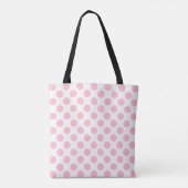 Roze op Witte Grote Grootte Polka Dots Patroon Tote Bag (Achterkant)