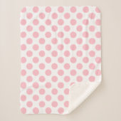 Roze op Witte Grote Grootte Polka Dots Sherpa Deken (Voorkant)