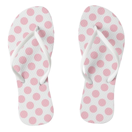 Roze op Witte Grote Grootte Polka Dots Teenslippers (Voetbed)