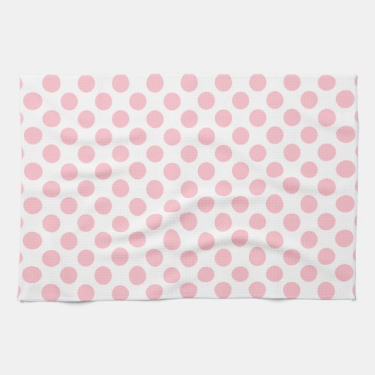 Roze op Witte Grote Grootte Polka Dots Theedoek (Horizontaal)