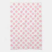 Roze op Witte Grote Grootte Polka Dots Theedoek (Verticaal)