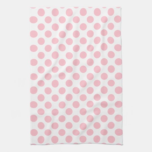 Roze op Witte Grote Grootte Polka Dots Theedoek (Verticaal)