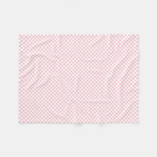 Roze op Witte Kleine Grootte Polka Dots Fleece Deken (Voorkant (Horizontaal))