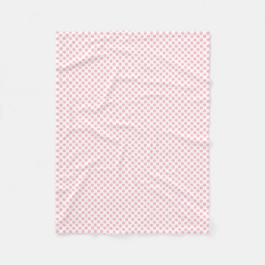 Roze op Witte Kleine Grootte Polka Dots Fleece Deken (Voorkant)