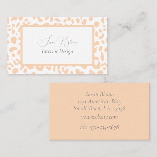 Roze op Witte Leopard Print Visitekaartje (Voorkant / Achterkant)