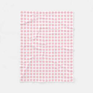 Roze op Witte Middelgrote Grootte Horizontale Polk Fleece Deken
