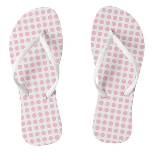 Roze op Witte Middelgrote Grootte Horizontale Polk Teenslippers (Voetbed)
