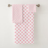 Roze op Witte Middelgrote Grootte Polka Dots Bad Handdoek (Insitu)