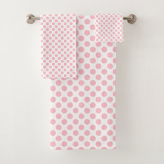 Roze op Witte Middelgrote Grootte Polka Dots Bad Handdoek