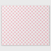 Roze op Witte Middelgrote Grootte Polka Dots Cadeaupapier (Vlak)