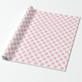 Roze op Witte Middelgrote Grootte Polka Dots Cadeaupapier