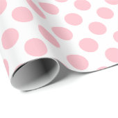 Roze op Witte Middelgrote Grootte Polka Dots Cadeaupapier (Rol Hoek)