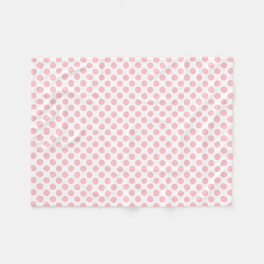 Roze op Witte Middelgrote Grootte Polka Dots Fleece Deken (Voorkant (Horizontaal))