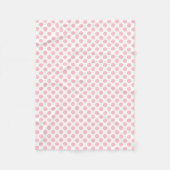 Roze op Witte Middelgrote Grootte Polka Dots Fleece Deken (Voorkant)