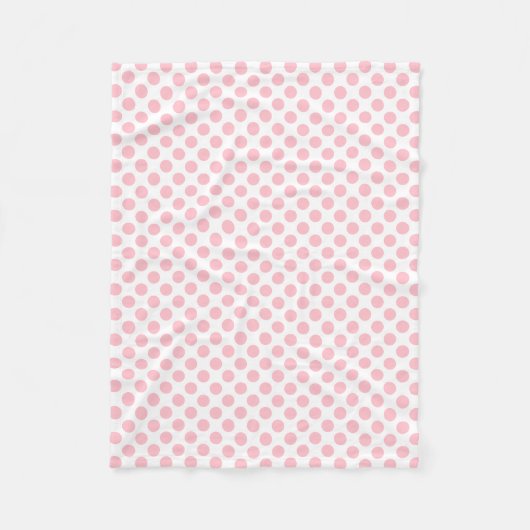 Roze op Witte Middelgrote Grootte Polka Dots Fleece Deken (Voorkant)