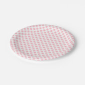 Roze op Witte Middelgrote Grootte Polka Dots Papieren Bordje (Gekanteld)