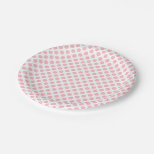 Roze op Witte Middelgrote Grootte Polka Dots Papieren Bordje