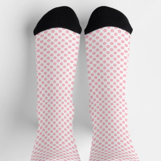 Roze op Witte Middelgrote Grootte Polka Dots Sokke Sokken (Top)