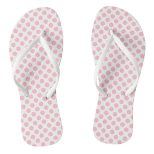 Roze op Witte Middelgrote Grootte Polka Dots Teenslippers