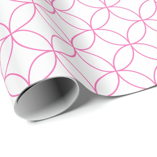 Roze op witte overlappende cirkels Verpakkend papi Cadeaupapier (Rol Hoek)