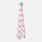 Roze op Witte Reuzengrootte Polka Dots Stropdas (Voorkant)