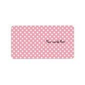 Roze op witte stippen etiket (Voorkant)