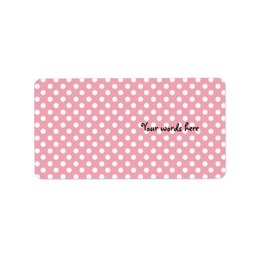 Roze op witte stippen etiket (Voorkant)