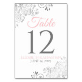 Roze op witte zilveren filigraan eenvoudige chic h kaart (Achterkant)