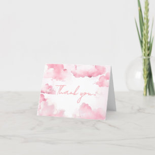 Roze op wolk negen Baby shower Bedankkaart