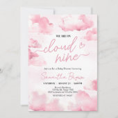 Roze op wolk negen Baby shower Kaart (Voorkant)