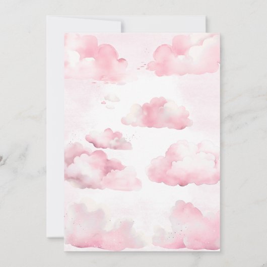 Roze op wolk negen Baby shower Kaart (Achterkant)