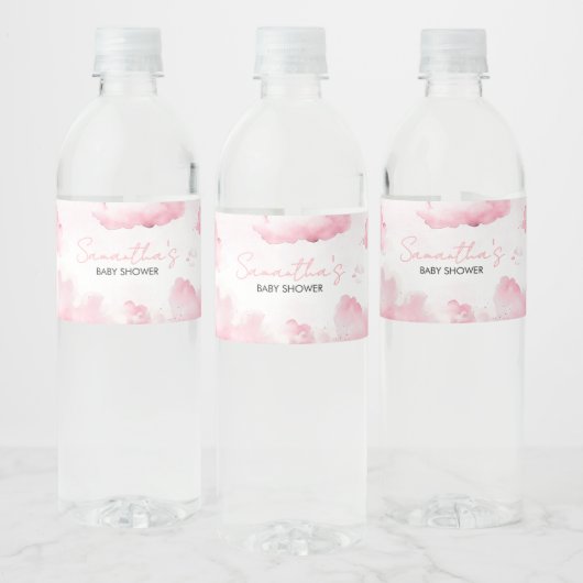 Roze op wolk negen Baby shower Waterfles Etiket (Flessen)