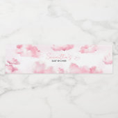 Roze op wolk negen Baby shower Waterfles Etiket (Enkel label)