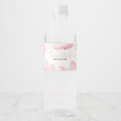 Roze op wolk negen Baby shower Waterfles Etiket (Voorkant)