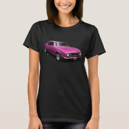 Roze op zwart 68 Camaro-dames Shirt