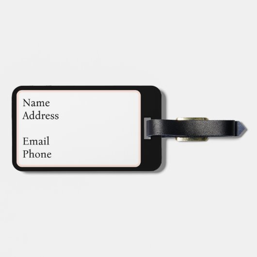 Roze op zwart ontwerp bagagelabel (Achterkant horizontaal)