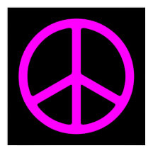 Roze op Zwart Skinny Peace Symbool Art Print