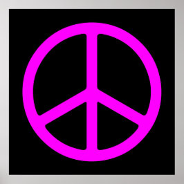 Roze op Zwart Skinny Peace Symbool Art Print
